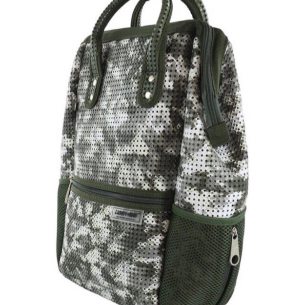 Camouflage Kids Backpack with Green Accents